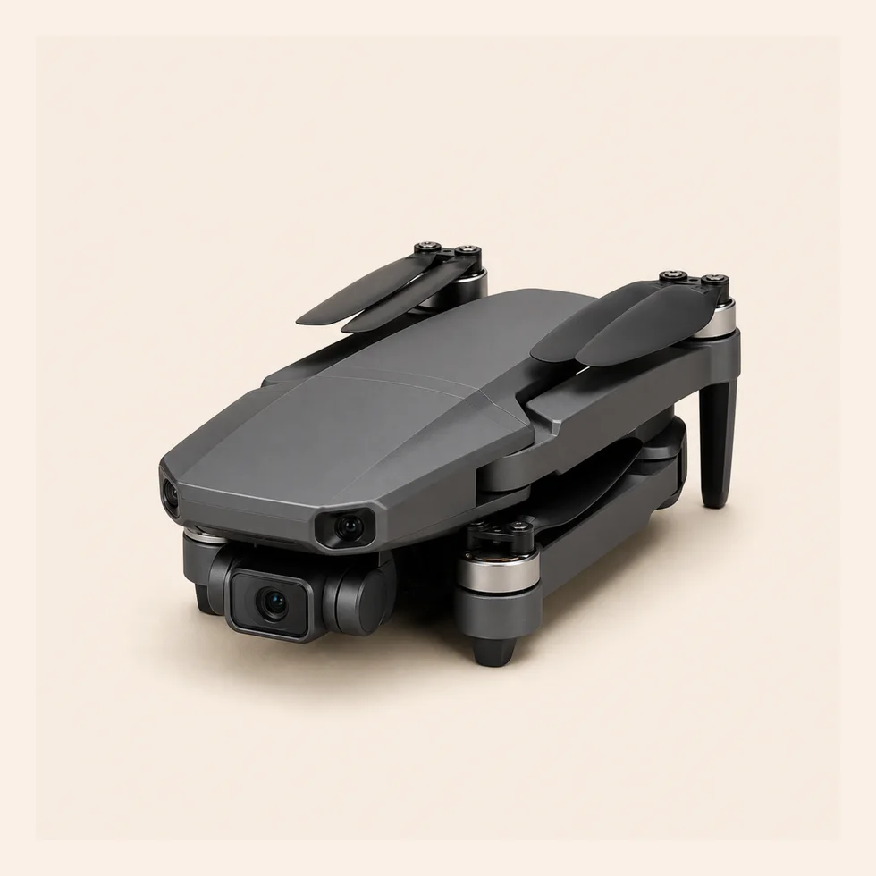 Dark gray foldable camera drone product photo