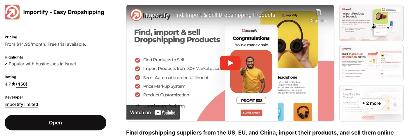 Importify Shopify dropshipping app