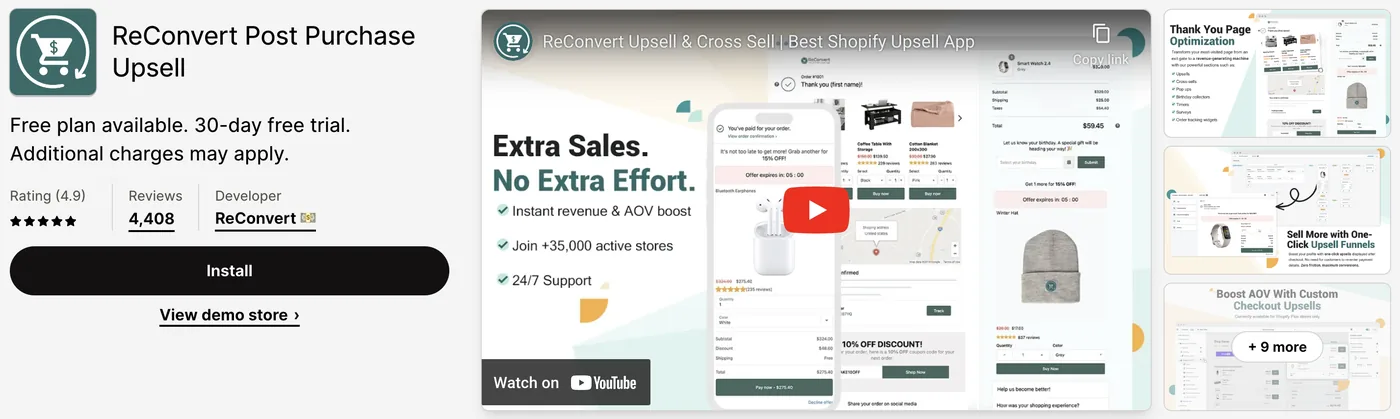 3. ReConvert – Post Purchase Upsell
